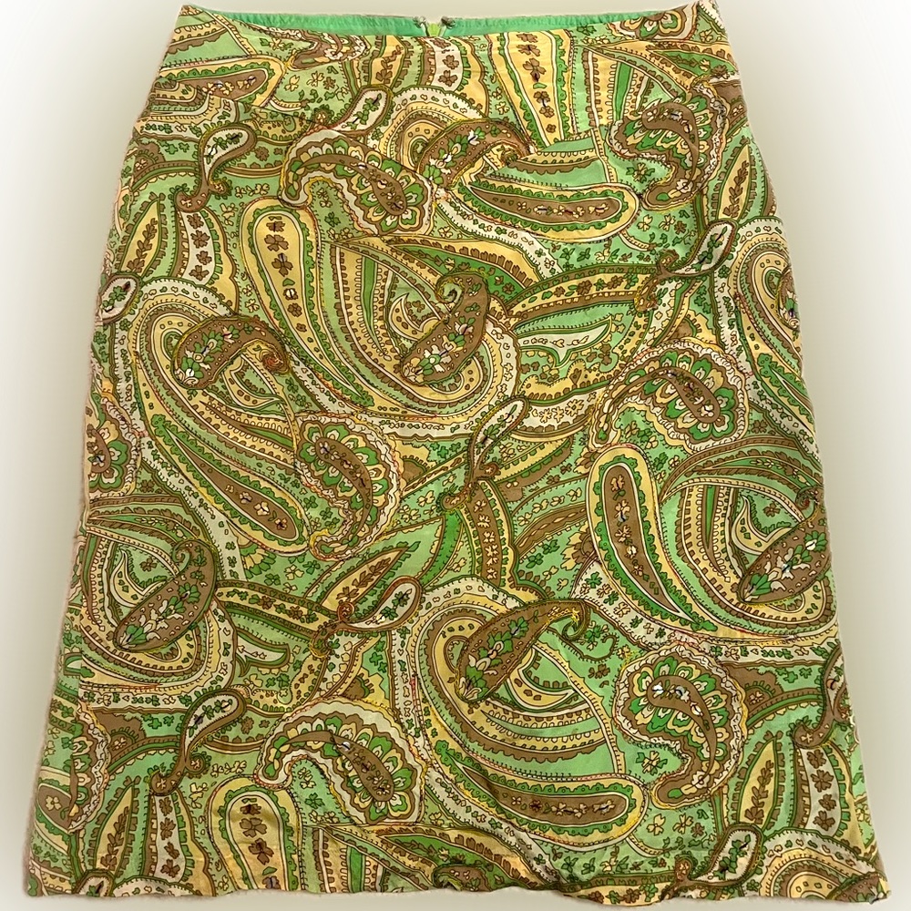 paisley sequin midi skirt